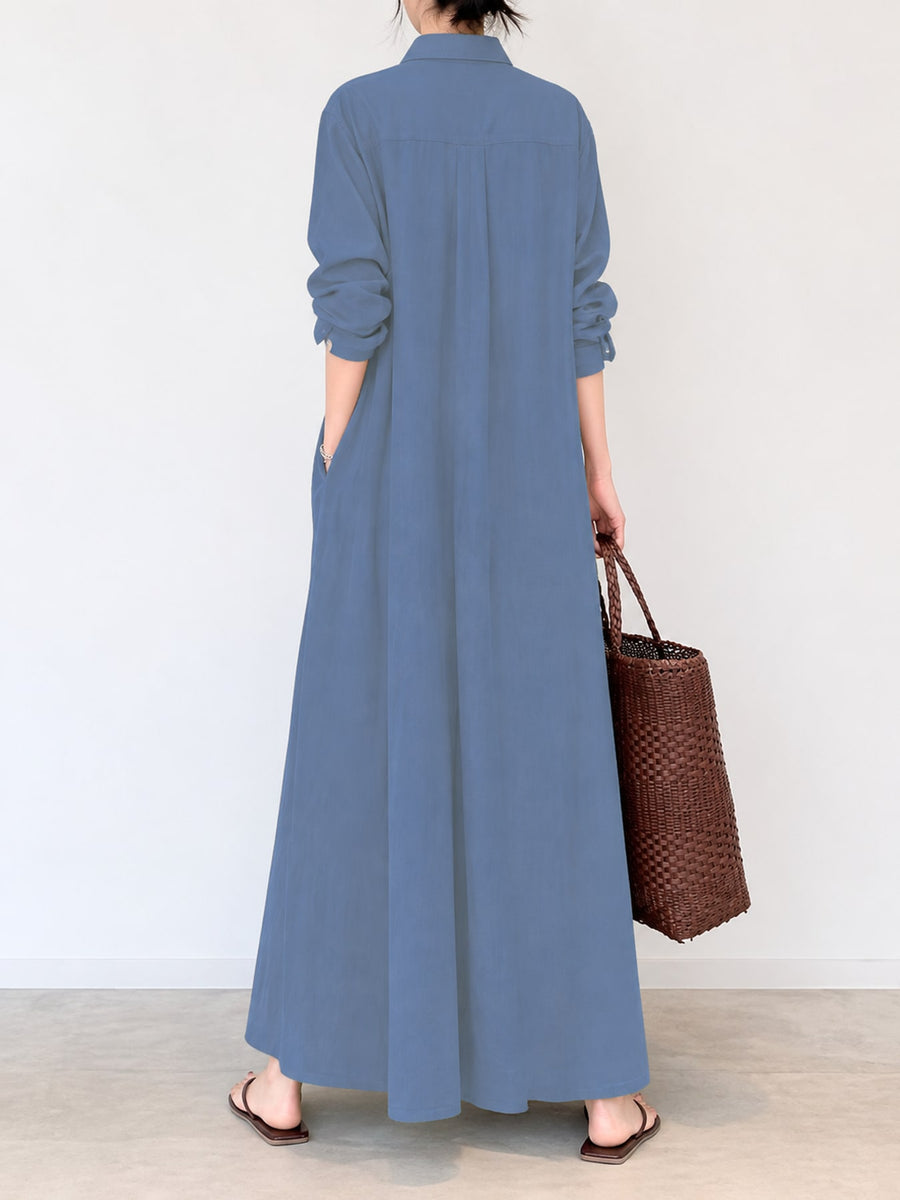 classic shirt dress in Golden Yellow with collared