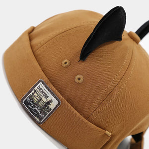 Cat Ear Brimless Hat in Caramel with cat ears
