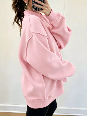 sweatshirt in Blush Pink with mock neck and long sleeve