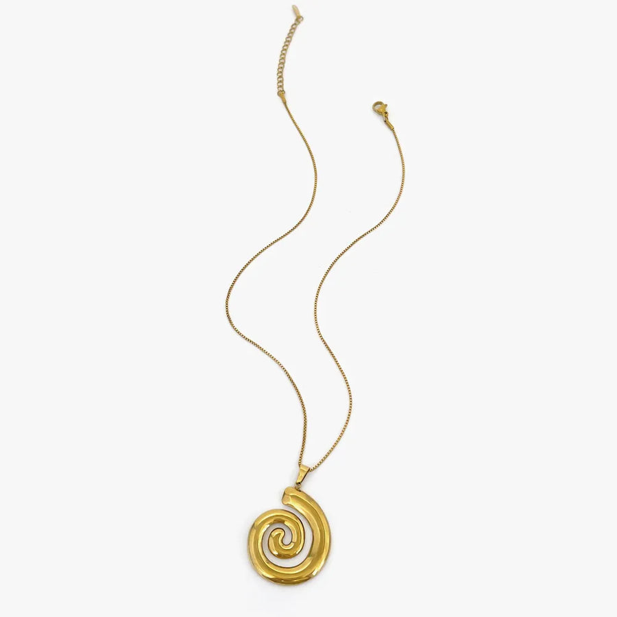 2-piece 18k Gold-plated Starfish Spiral Pendant Necklace in gold with layered