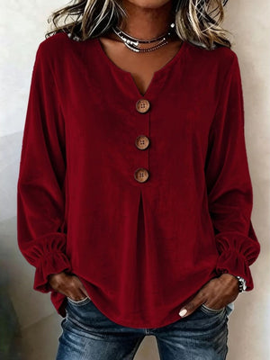 Pink relaxed blouse with v-neck