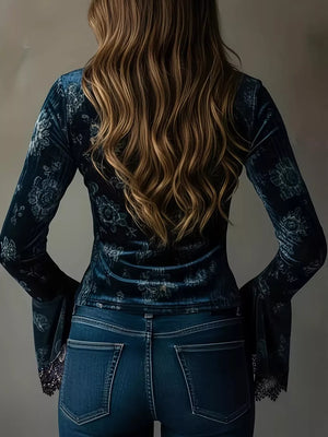 dark teal blouse with hip-length and pullover