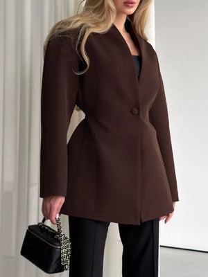 blazer in White with one-button closure and tunic-length