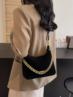 Black Chain Detail Crossbody Bag