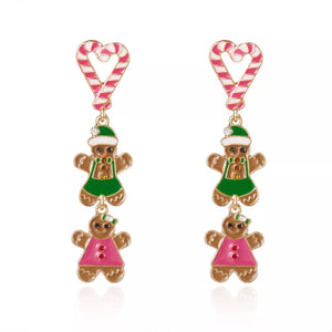 earrings in red with striped and drop design