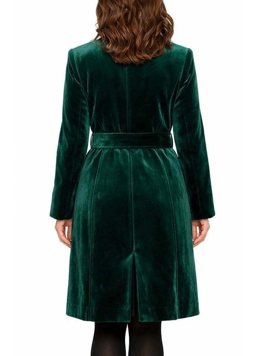 100% polyester Care instructions: Machine wash cold trench coat in Dark Green with A-line silhouette
