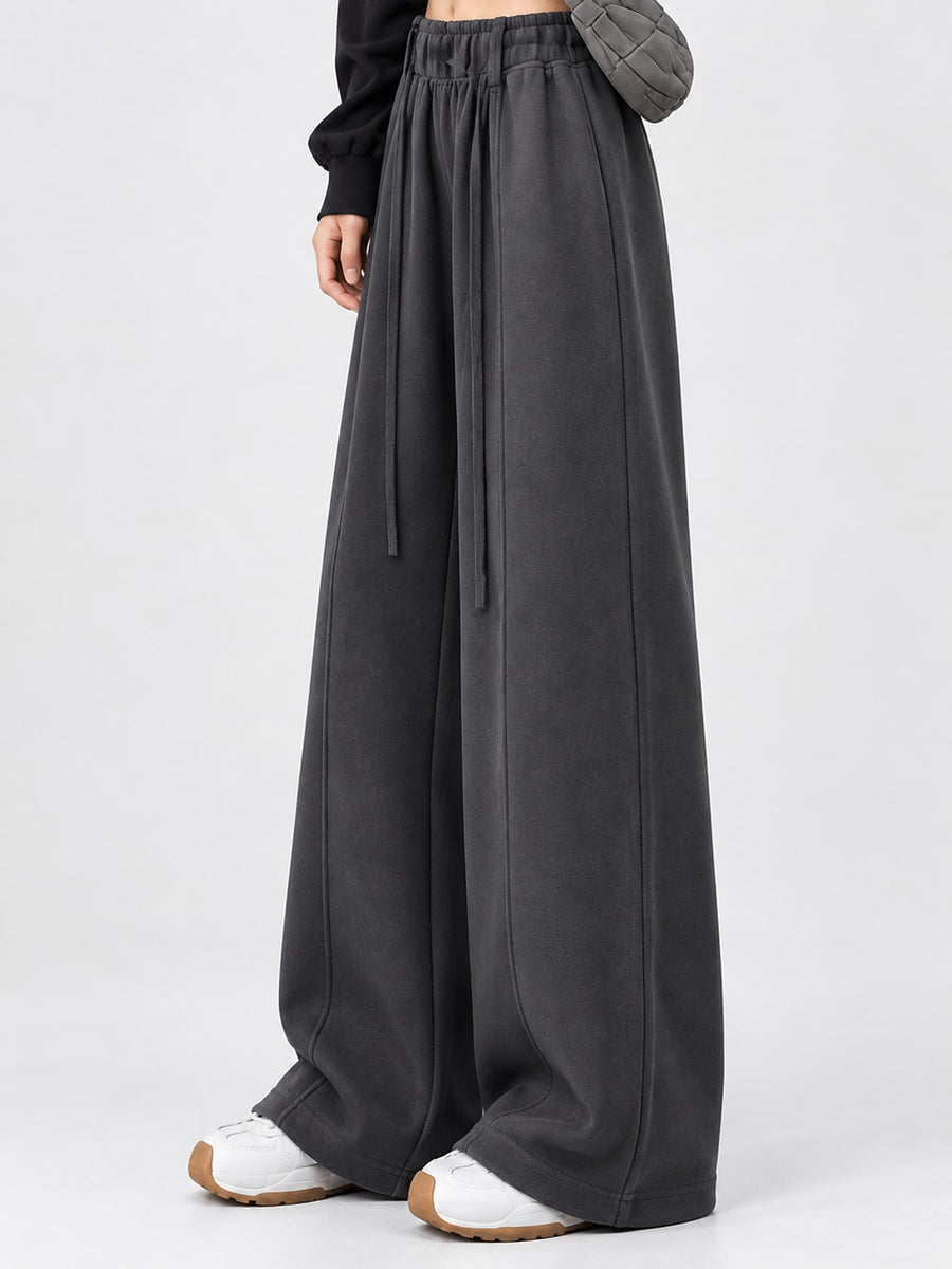 wide-leg pants in Dark Gray-Tall with adjustable and full-length