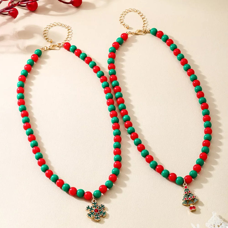 green necklace featuring beaded and beaded