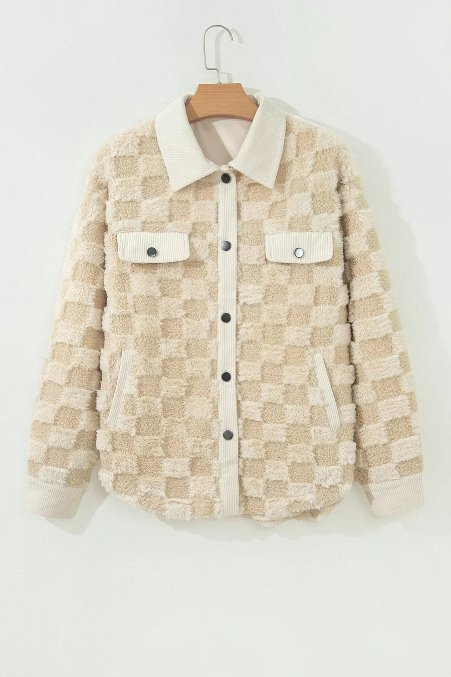 classic shacket in Tan with collared