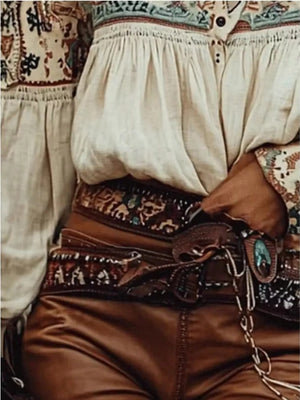 Apricot off-shoulder top with waist-length and half-button