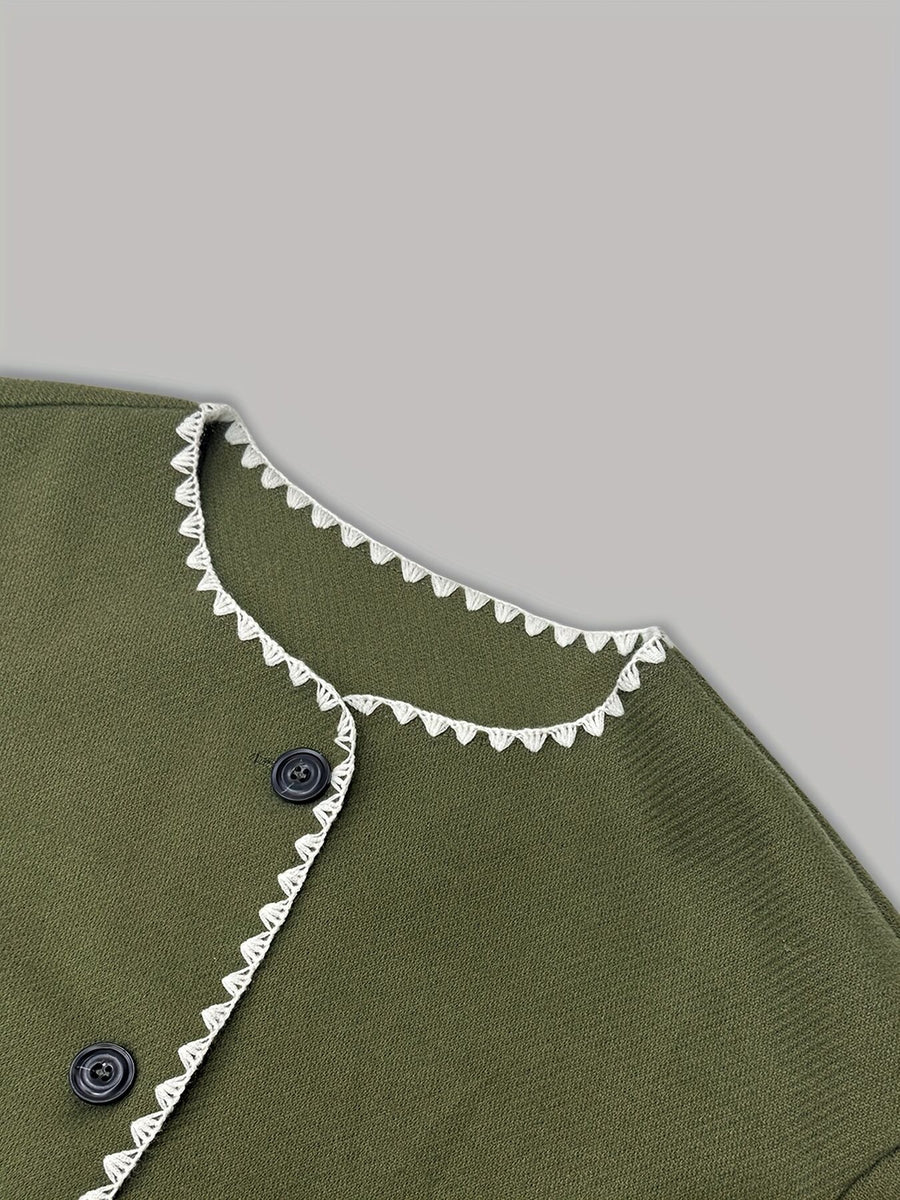 olive green blazer with hip-length and button-front
