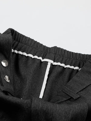 Men's Elastic-Waist High-Waisted Wide-Leg Pleated Pants in Black with high-waisted