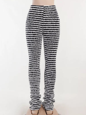 Red Striped Fuzzy Knit Pants