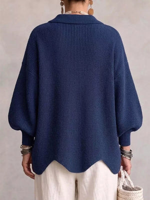 Red relaxed cardigan with collared