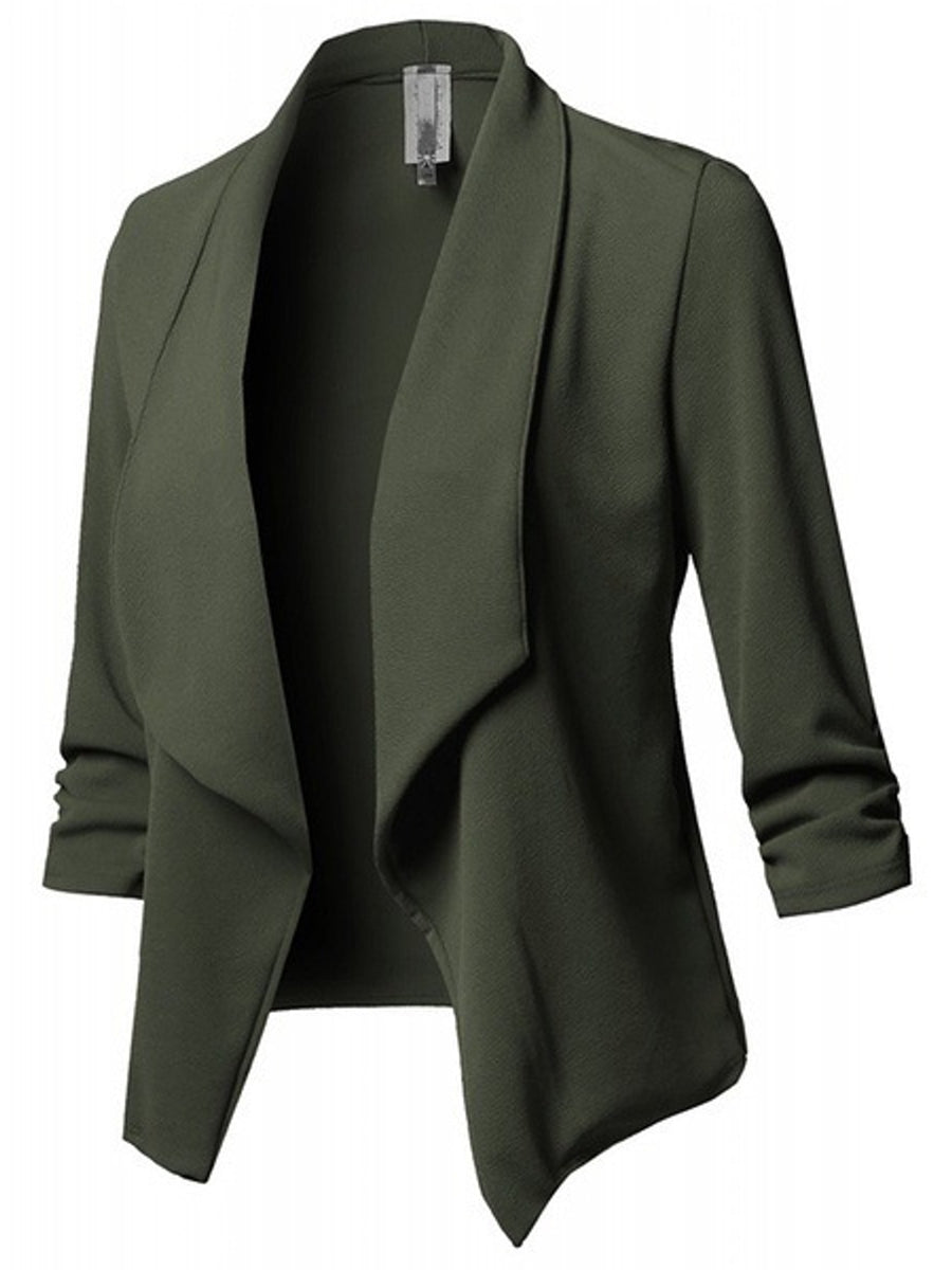 blazer in Green with shawl lapel and 3/4 sleeve