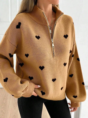 Sky Blue pullover sweater with zipper and long sleeve