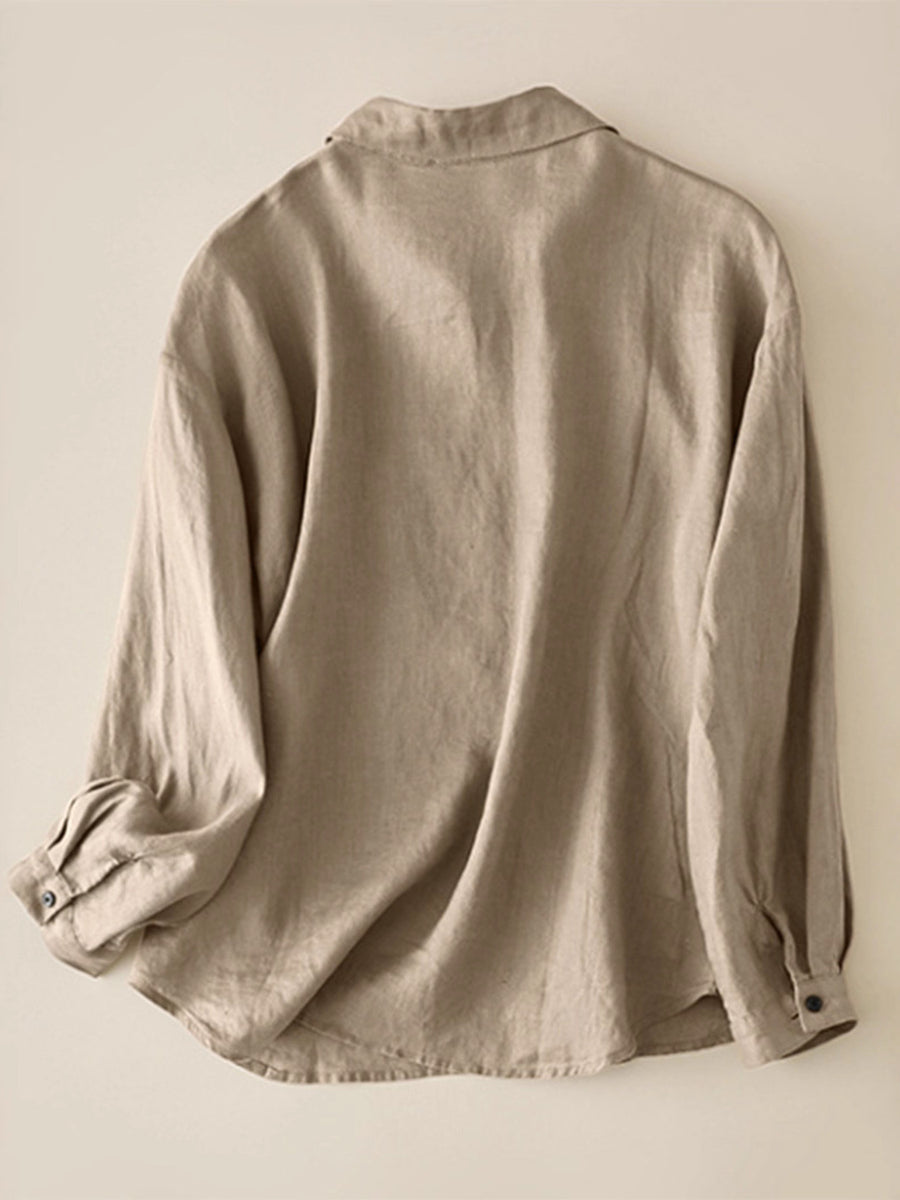 classic button-down shirt in Khaki Color with collared