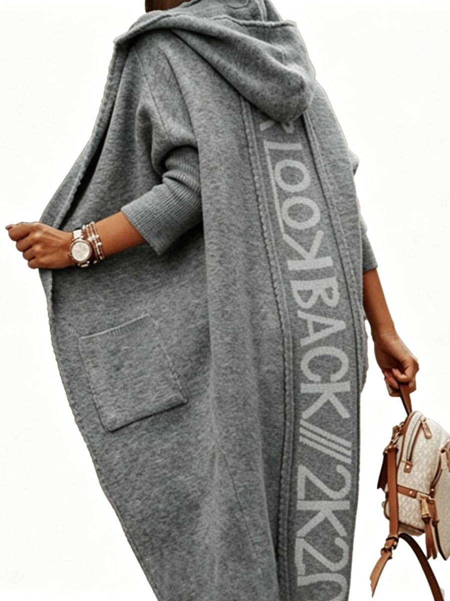 cardigan featuring lettering in camel with 100% polyester Care instructions: Machine wash cold texture