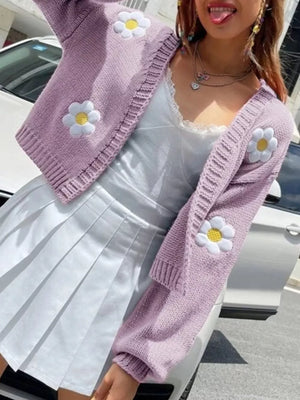 Y2K cardigan in coral pink with open-front