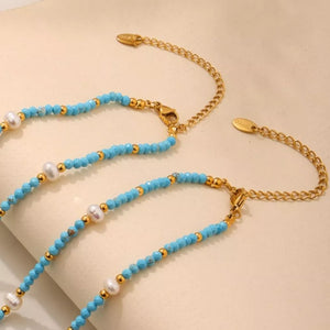Pastel Blue necklace with choker and clasp
