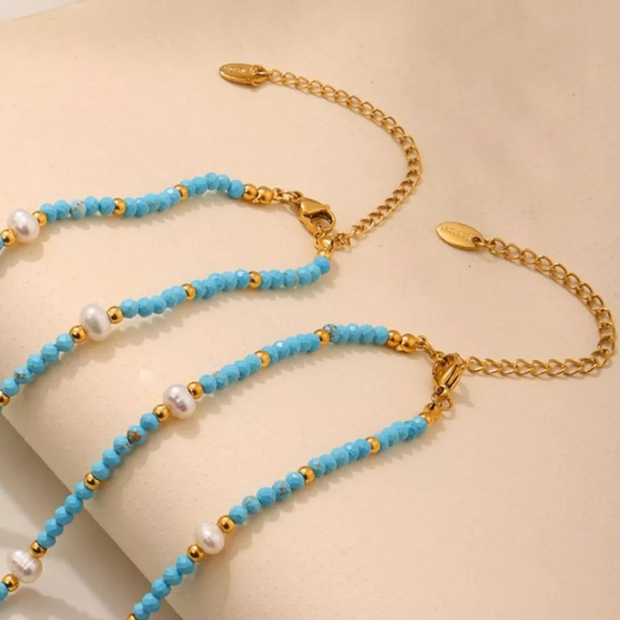Pastel Blue necklace with choker and clasp