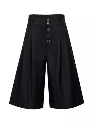 charcoal capris with capri and button-front