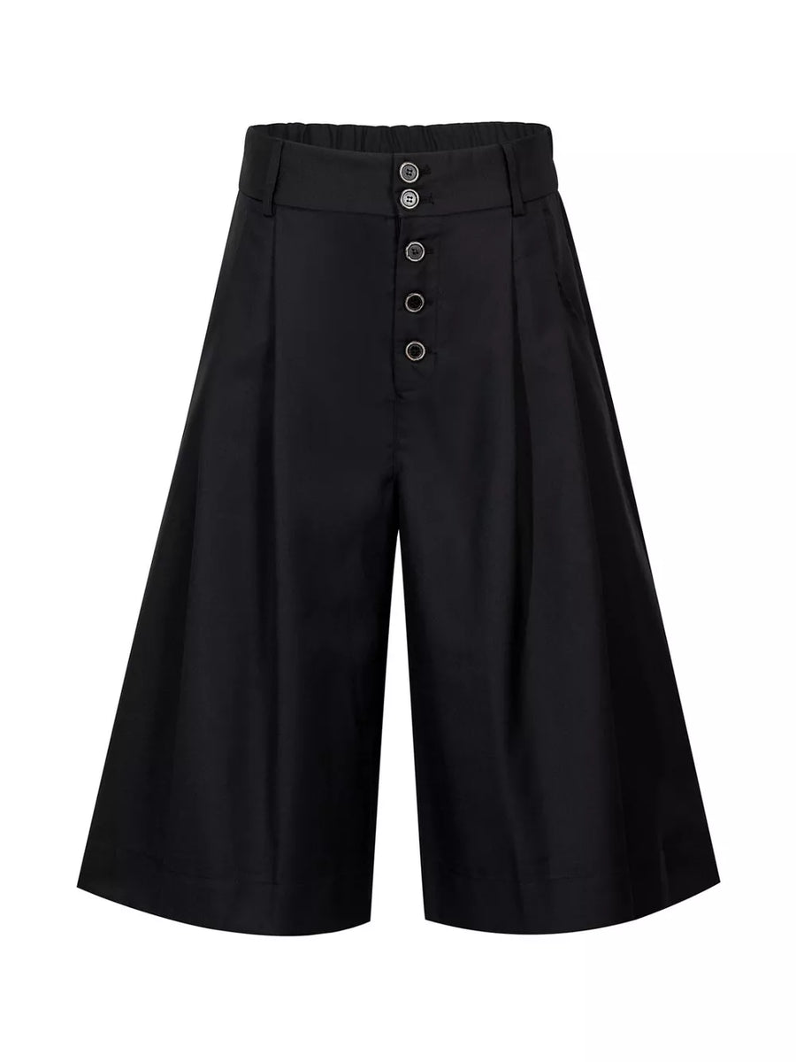 charcoal capris with capri and button-front