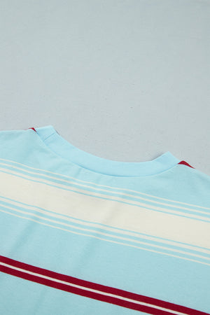 t-shirt in ivory with striped and oversized
