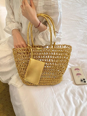 Gold tote with medium and open-front