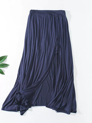 Dark Gray A-line Slit Maxi Skirt