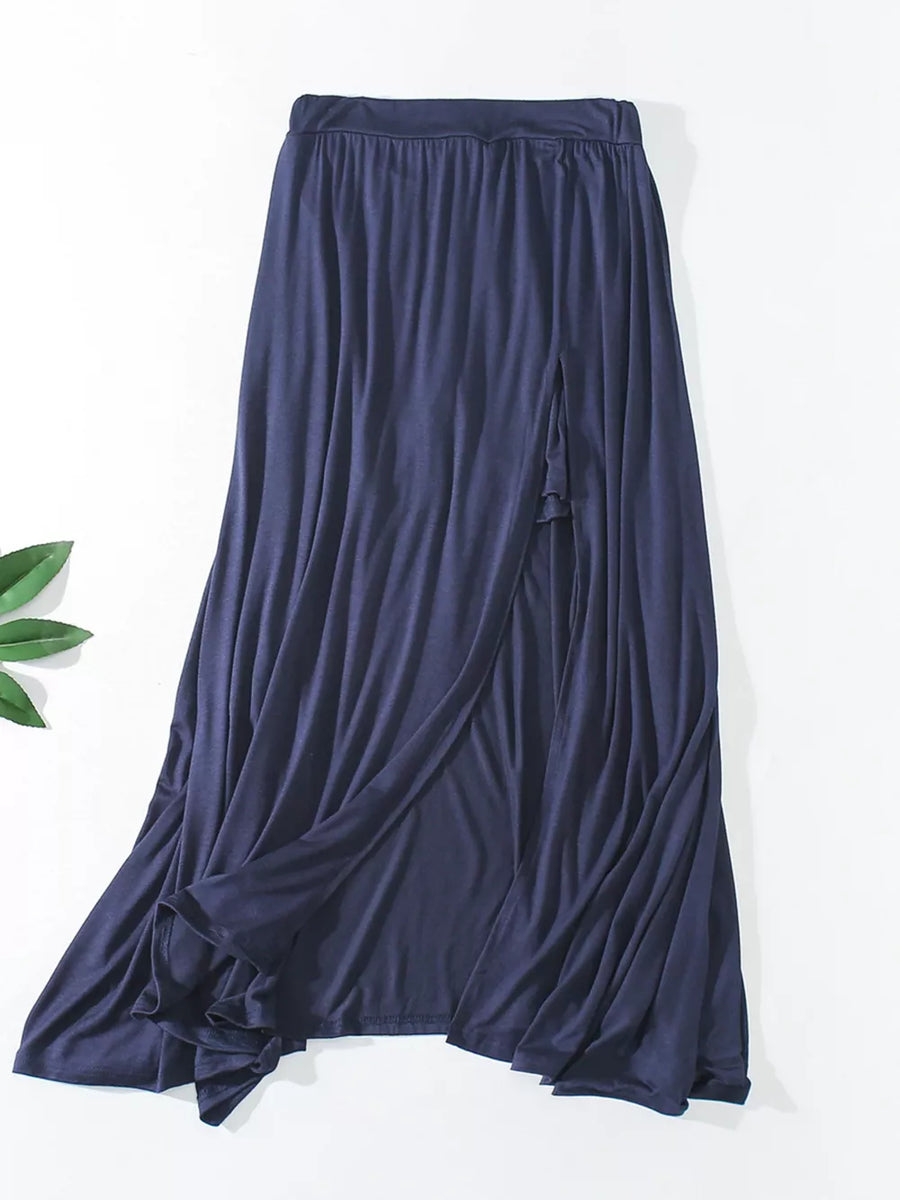 Dark Gray A-line Slit Maxi Skirt