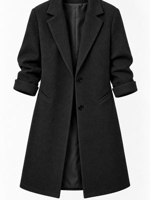 classic overcoat in black with notch lapel