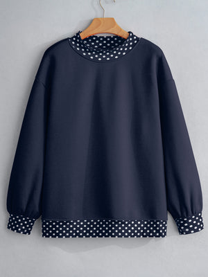 Indigo sweatshirt featuring basic style and polka dot