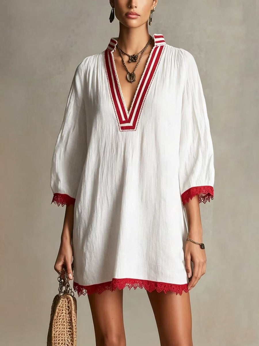 100% polyester Care instructions: Machine wash cold mini dress in Khaki Color with relaxed silhouette