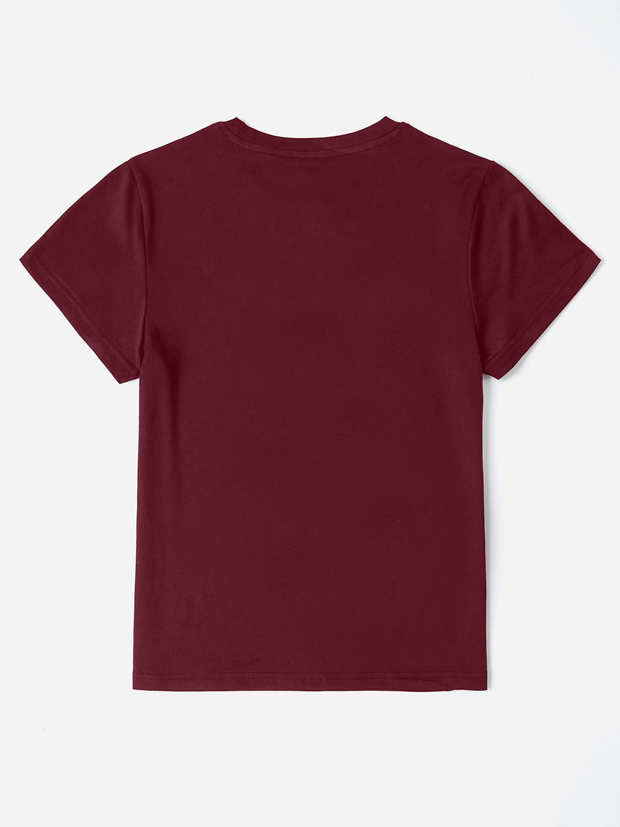 Mama Bolt graphic t-shirt in burgundy with short sleeves and a crew neck.