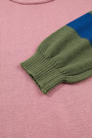 royal blue pullover sweater with pullover and color-block
