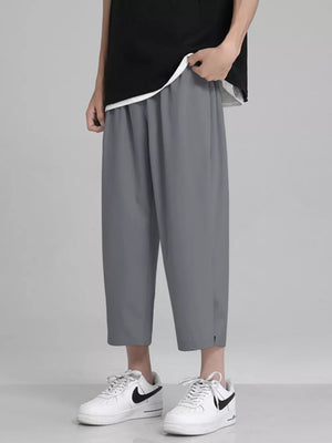 Men's Full Size Loose Fit Cropped Pants in White