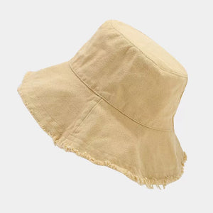 Frayed Edge Bucket Hat in Dark Blue with frayed