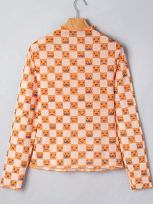 orange blouse with stretch and long sleeve