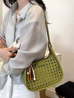 Green shoulder bag with small and snap
