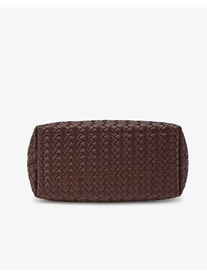 shoulder bag featuring woven in dark brown with PVC Imported Size & texture