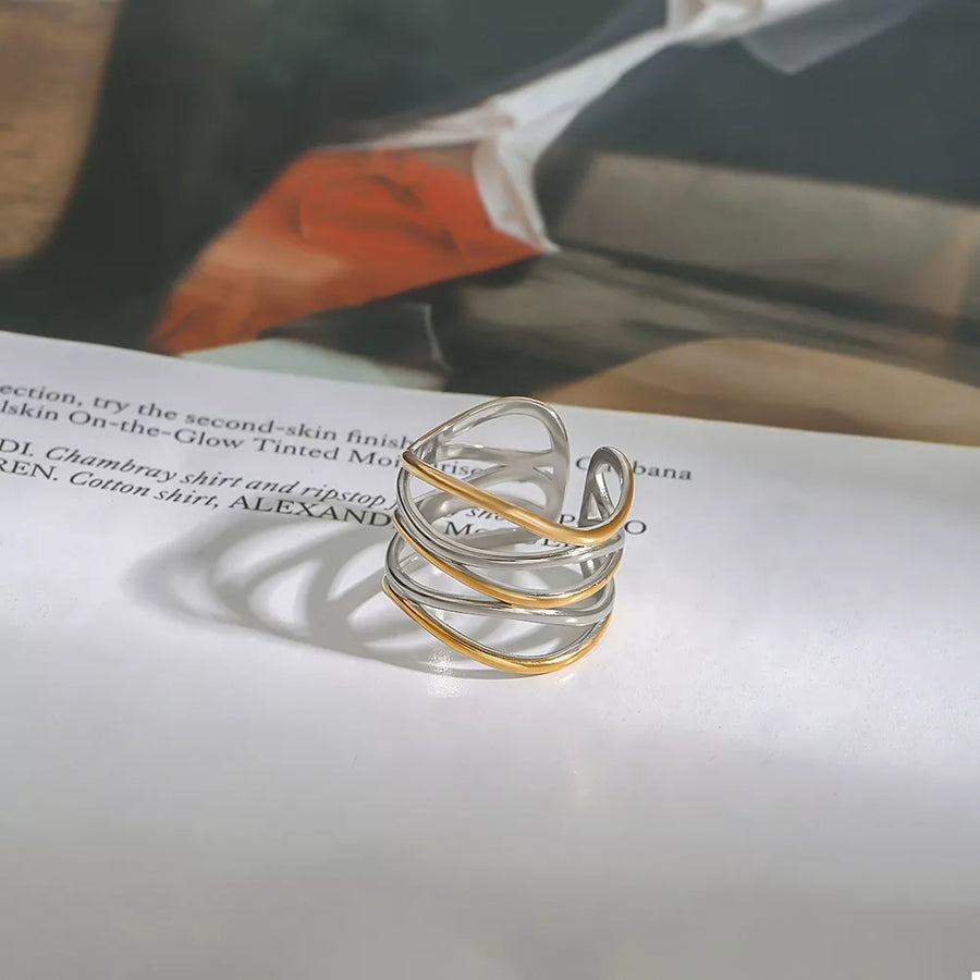 18k Gold-plated Two-tone Open Ring in silver with two-tone