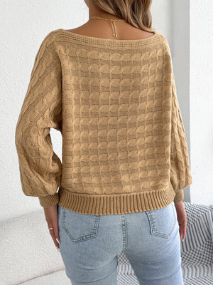 Orange pullover sweater with stretch and long sleeve