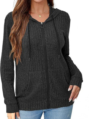 cardigan in charcoal featuring drawstring and regular fit