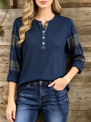 100% polyester Care instructions: Machine wash cold henley in Purple with relaxed silhouette