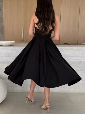 Black A-line A-line dress with strapless