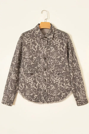 denim jacket in khaki with camo and buttoned