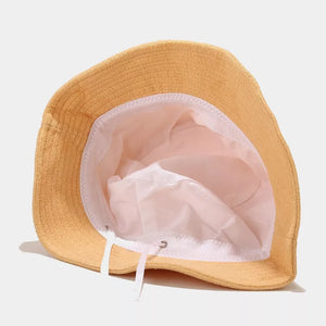 Solid Color Bucket Hat in Yellow with ribbed brim