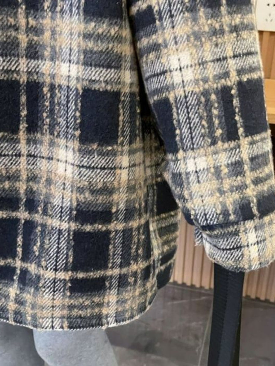 shacket in charcoal with buttoned cuffs and hip-length