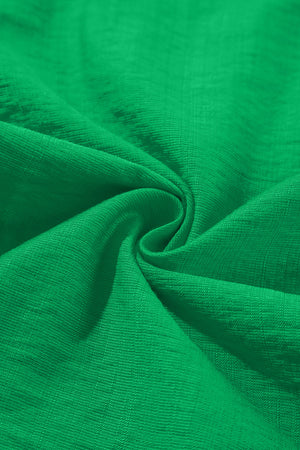 Green Colorblock Puff Sleeve Blouse